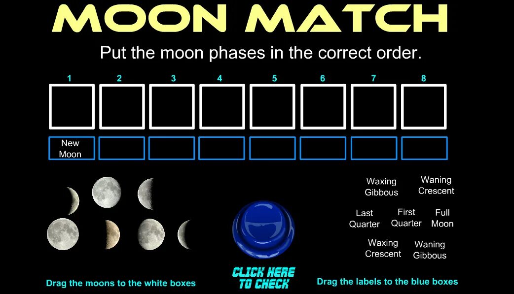 Moon matching. Moon phases. phases game. moon phases for kids. фазы луны на английском.