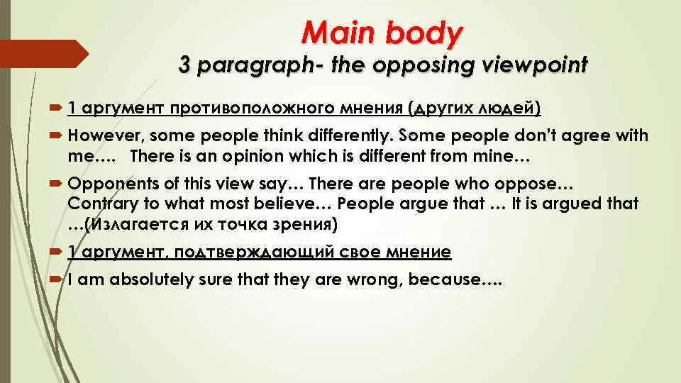 Introduction main body. Main body эссе. аргумент-антипод. opposing viewpoints essay. my opinion essay main body.