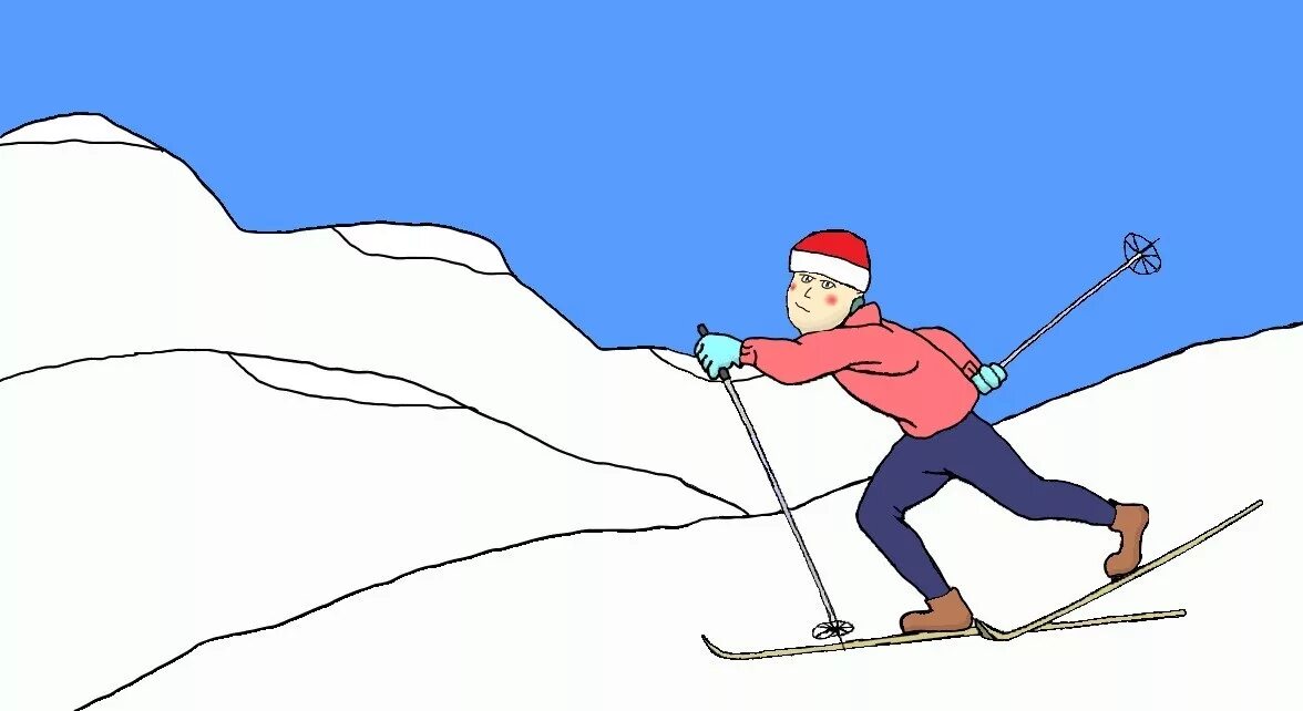 Туристу лыжнику было лень. Лыжник рисунок. Лыжник в движении. Лыжник зарисовки. Лыжник в движении для дошкольников.