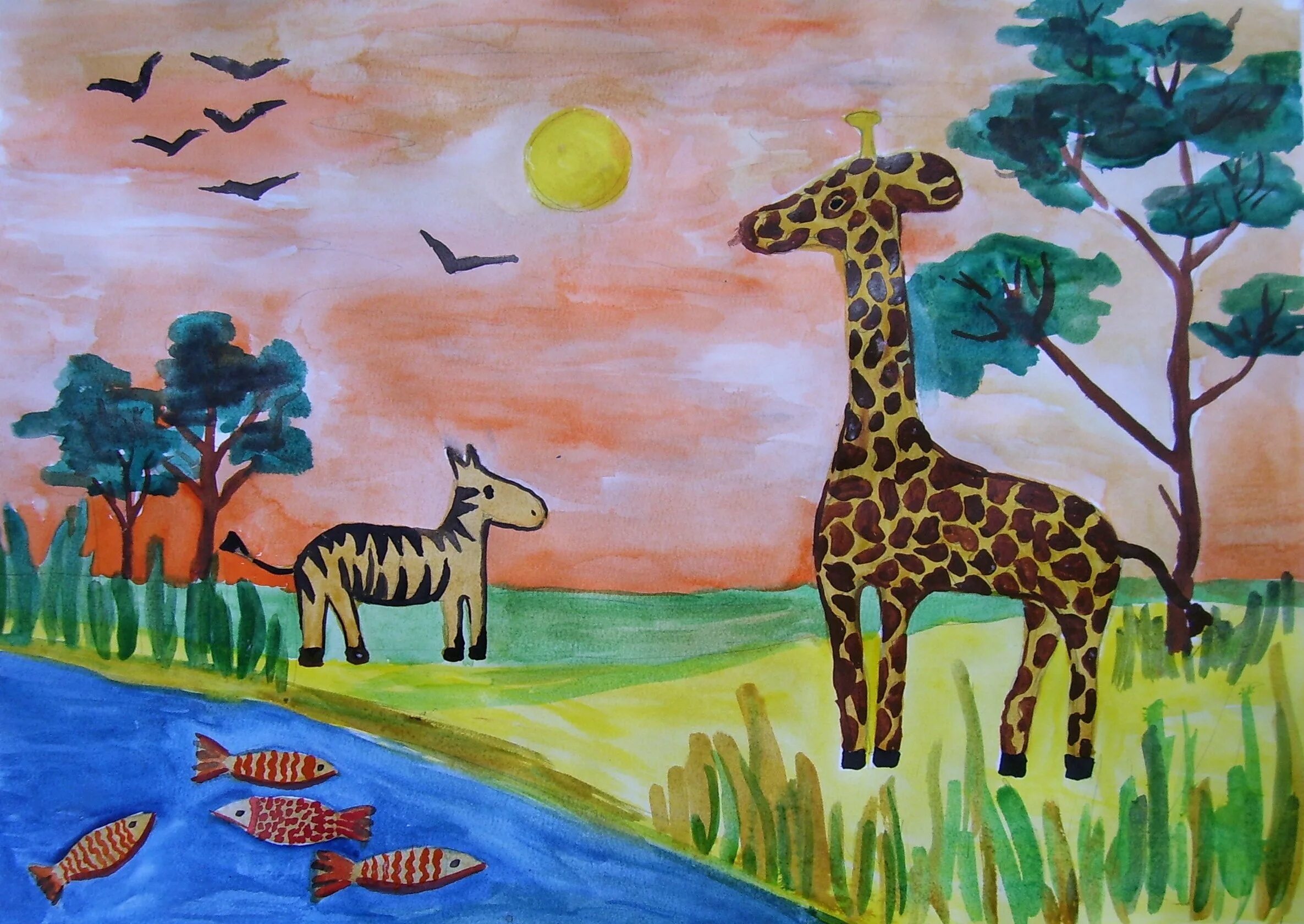 Рисование для детей Африка. Детские рисунки. Путешествие в Африку рисование. Рисуем Африку с детьми. Животное рисунок 7 класс