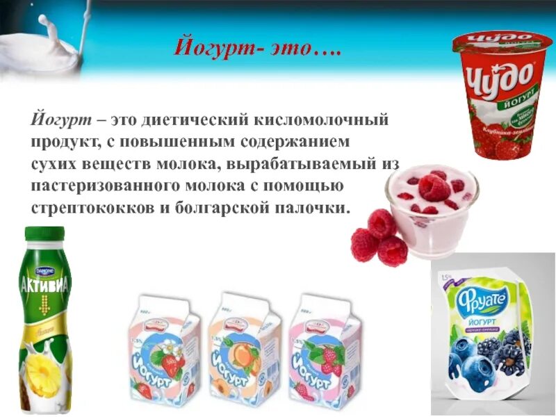 Что значит йогурт. Презентация йогурт. классификация йогуртов. разновидности йогуртов. презентация на тему йогурт.