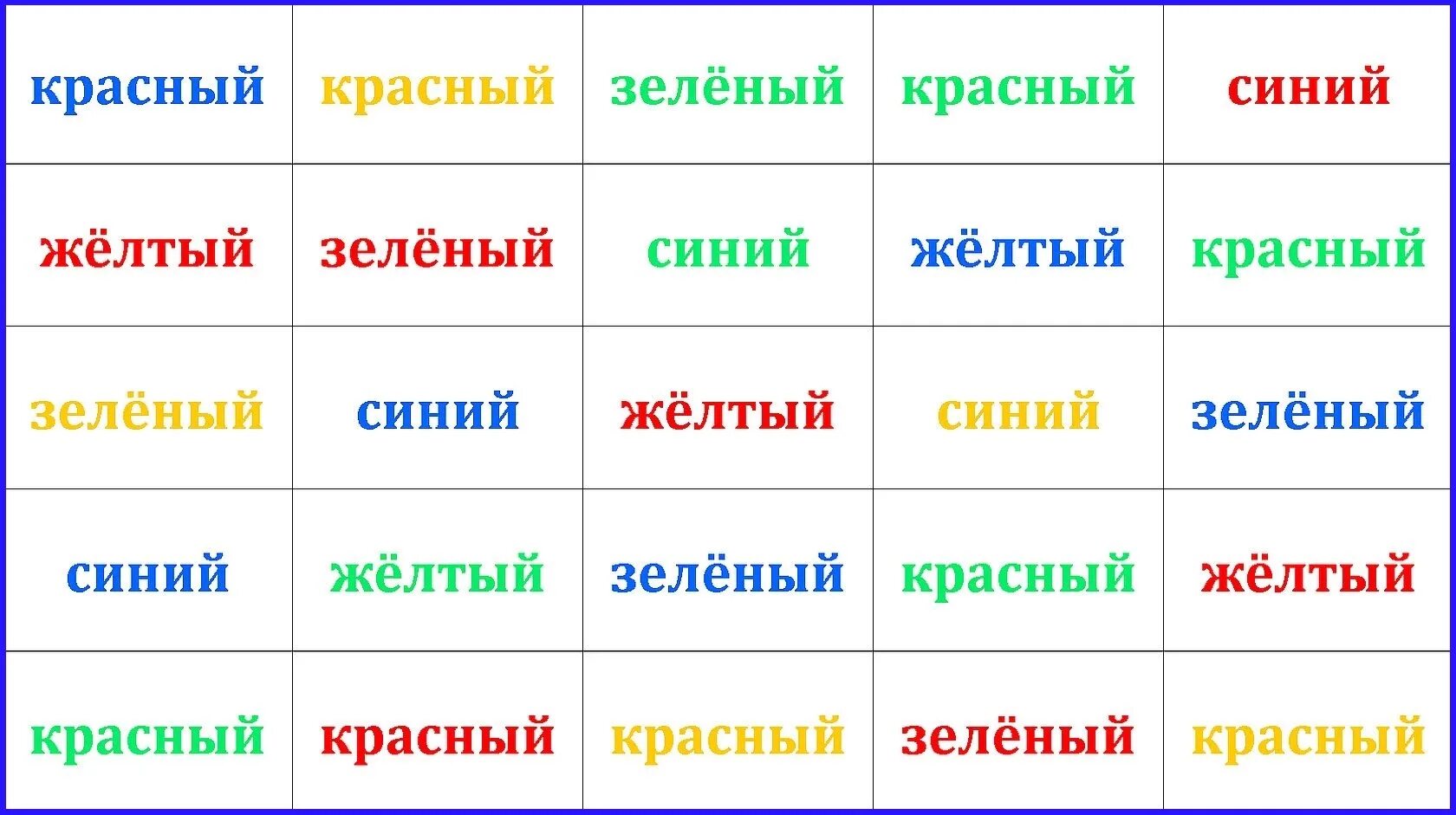 Слова написанные разными цветами. Тест струпа. таблица струпа. цветные слова упражнение для мозга. упражнение цвет на внимание.