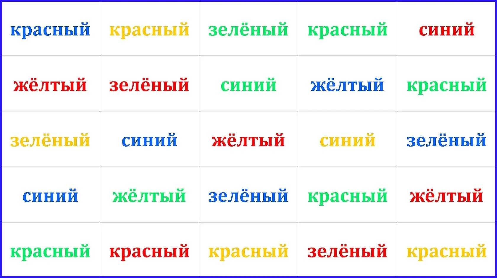 Желтого составить слова. Тест струпа. Таблица струпа. Тест струпа для детей. Цветные слова упражнение для мозга.