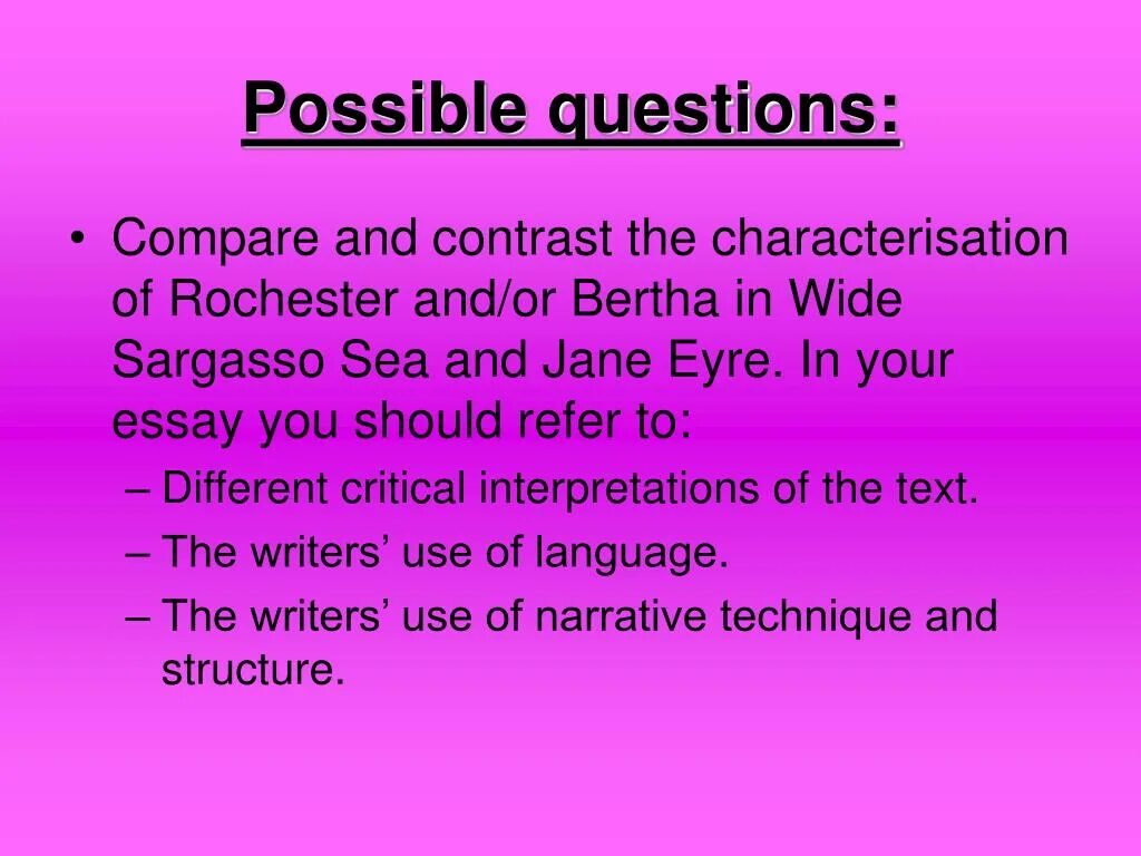 Possible questions