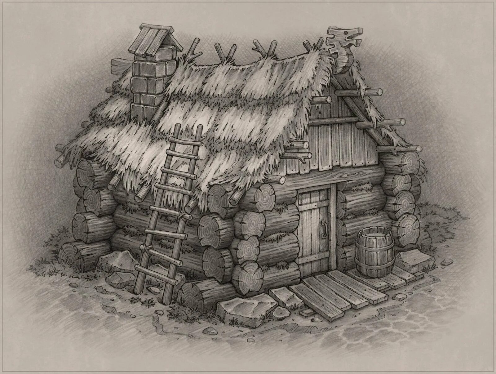 Изба рисунок. Изба карандашом. Хижина. Средневековая Хижина.