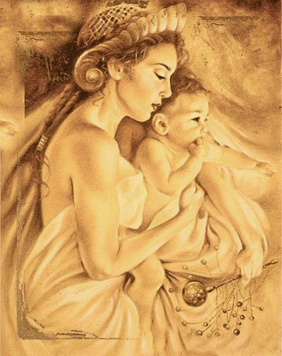 "Мать и дитя", Жук, 1906. Мать и дитя. Материнство нежность. Картина мать и дитя.
