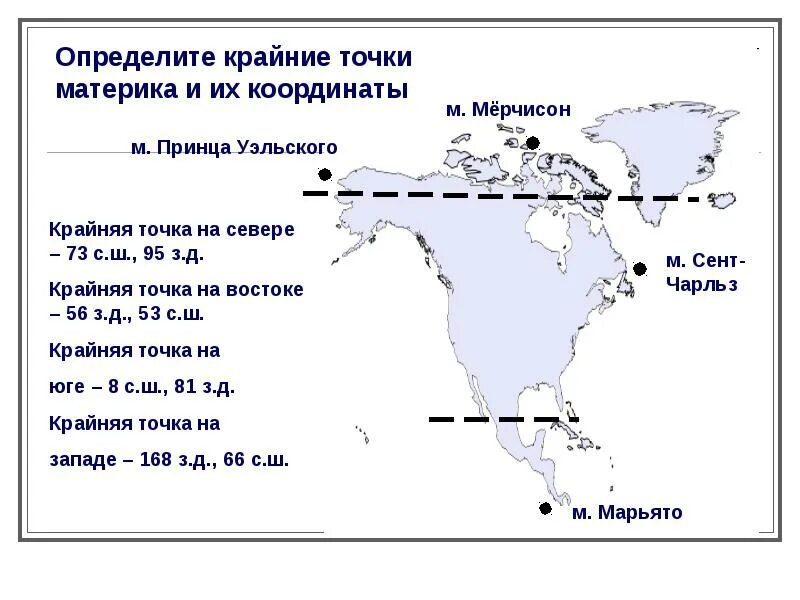 Координаты крайних точек Северной Америки. Крайние точки Северной Америки и их координаты. Крайние точки материка Северная Америка на карте. Крайние материковые точки Северной Америки.