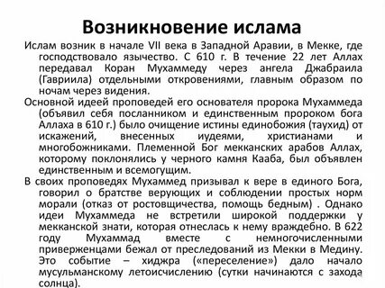 История ислама презентация 6 класс
