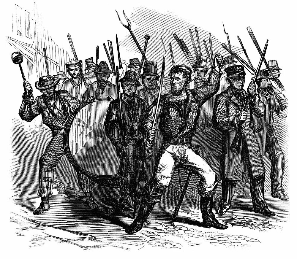 Бунт и мятеж. Бунт в Нью-Йорке 1863. Нью Йорк 1863 года. Беспорядки в Нью-Йорке 1863. Расовые волнения в Нью Йорке 1863 год.