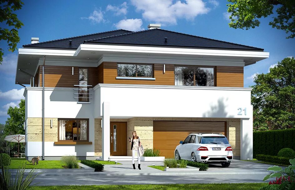 Проект дома z10 с мансардой и гаражом на 2 машины. Коттедж с мансардой и гаражом. Дом двухэтажный с гаражом z500. Загородный дом с гаражом. Дома со встроенным гаражом.