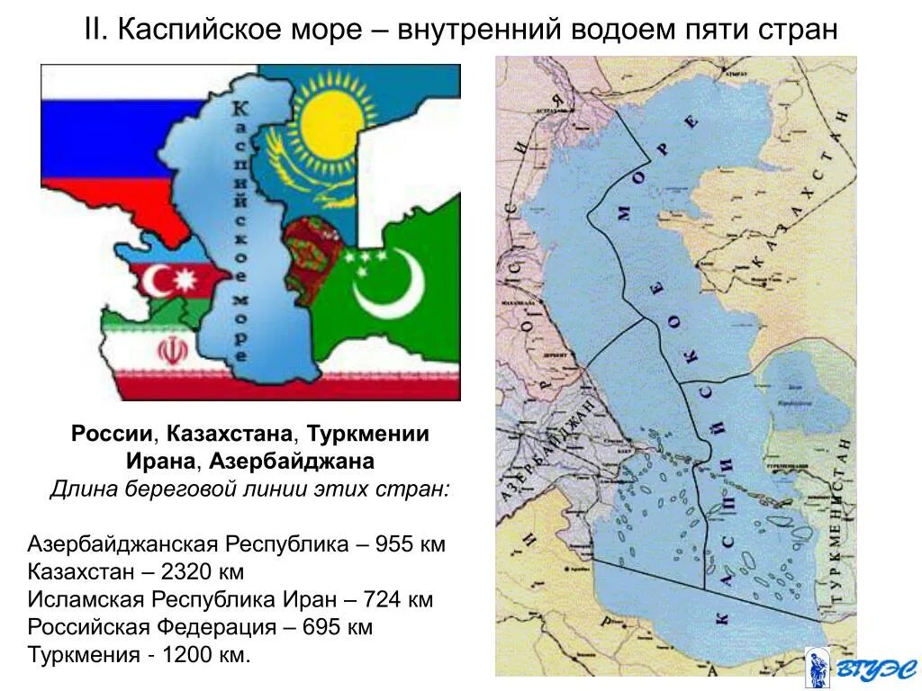 Страны имеющие выход к каспийскому морю
