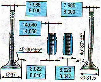 Размеры клапанов ваз 8 клапанов. Направляющих клапанов ВАЗ 1 16 клапанов. Размер клапанов ВАЗ Приора 16 клапанов. Размер клапана Приора 16 клапанов.