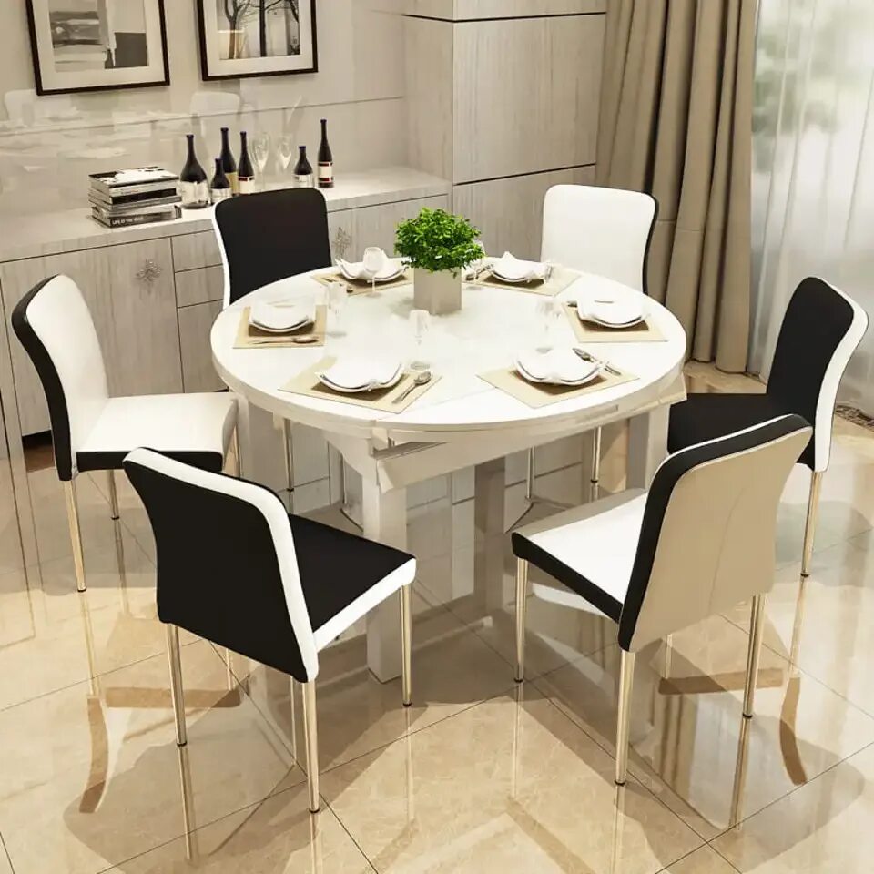 Andorra Black Glass Dining Table and Faux Leather Chairs Black glass dining tabl