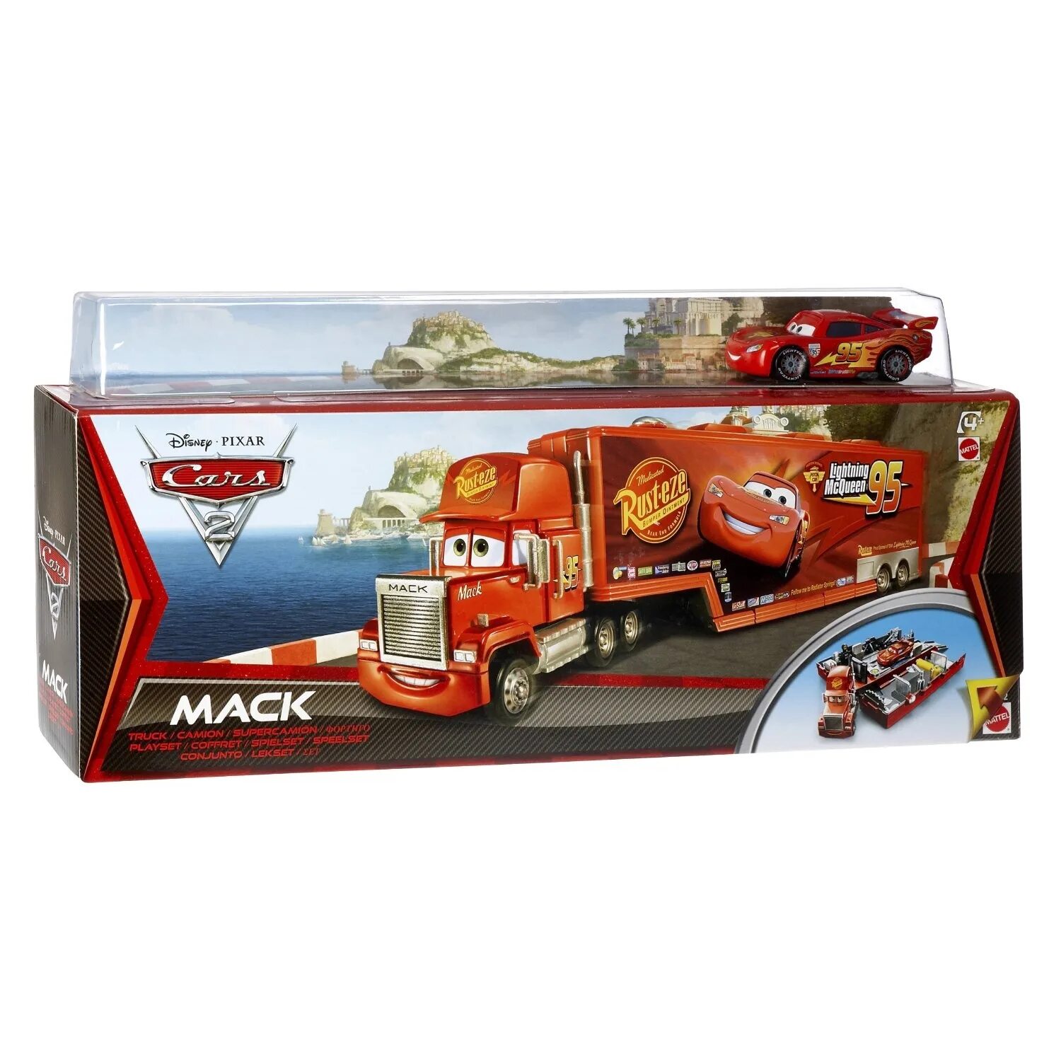 Truck toy cars. Грузовик Mattel cars 2 Deluxe Mack (y0539/y0554) 1:50. Автовоз Mattel cars 2 Mack (y1110) 1:55 34 см. Автовоз Mattel cars 2 Mack. Легковой автомобиль Mattel cars 2 Deluxe Lightning MCQUEEN Dinico (y0539/y0555) 1:50.