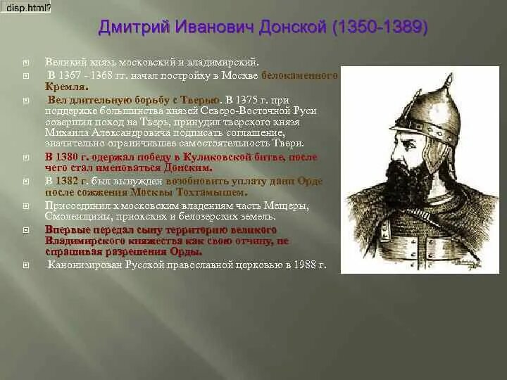 Кто был современником князя дмитрия ивановича. Кто был современником князя дмитрия ивановича