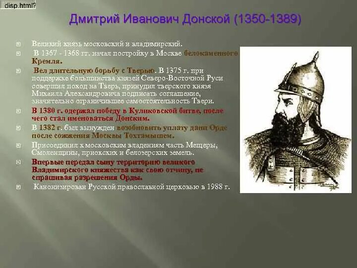 История князя донского