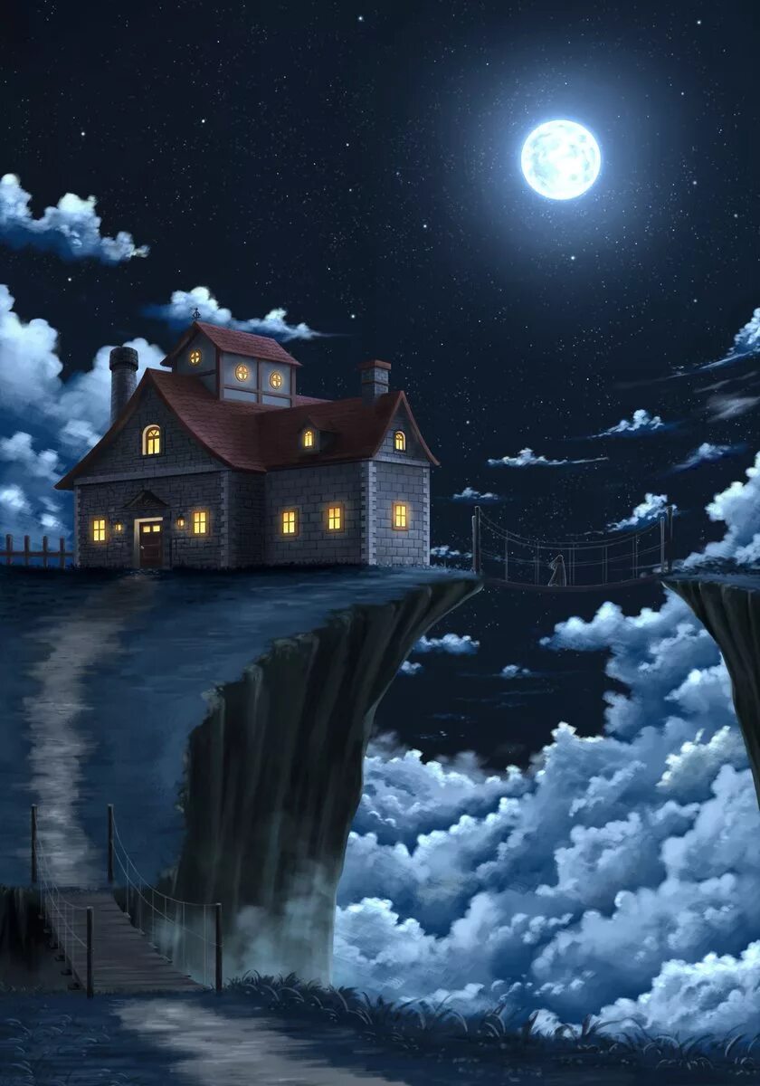 Сказочная ночь. Сказочные домики ночью. Зимний ночной пейзаж. Пейзаж ночь.