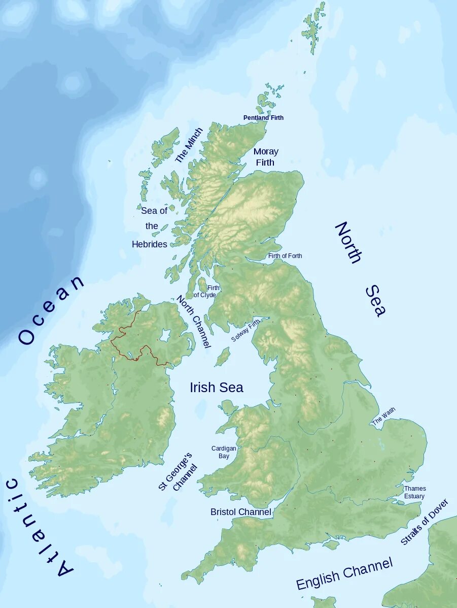 Seas of britain. Рельеф Великобритании карта. Ирландское море на карте. Остров Великобритания. Остров Великобритания на карте.