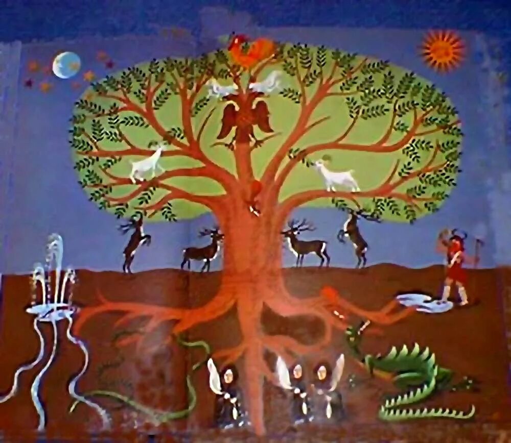 Ясень Иггдрасиль мировое дерево. Мифологема "мировое дерево". Исполинский ясень Иггдрасиль. Китайское Древо жизни Киен-му.