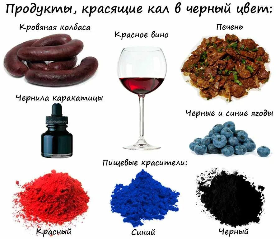 Цвет кала. Продукты окрашивающие кал в чёрный. Продукты окрашивающие кал в темный цвет.