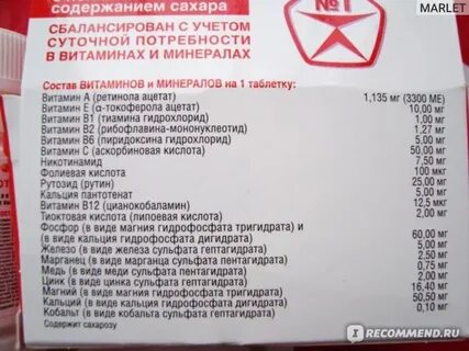 Поливитамины состав