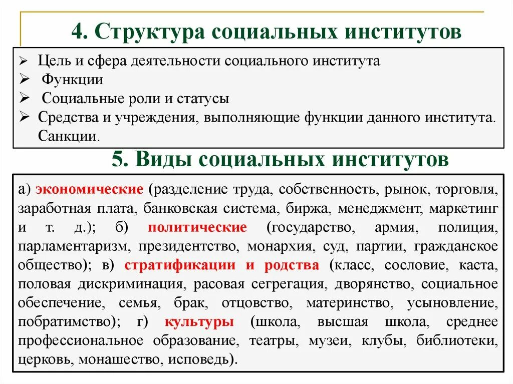 Основная цель социального института