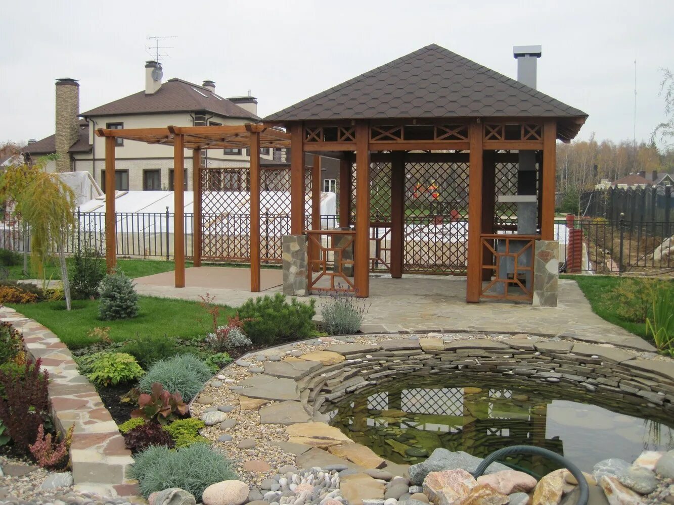A Tranquil Backyard with a Gazebo