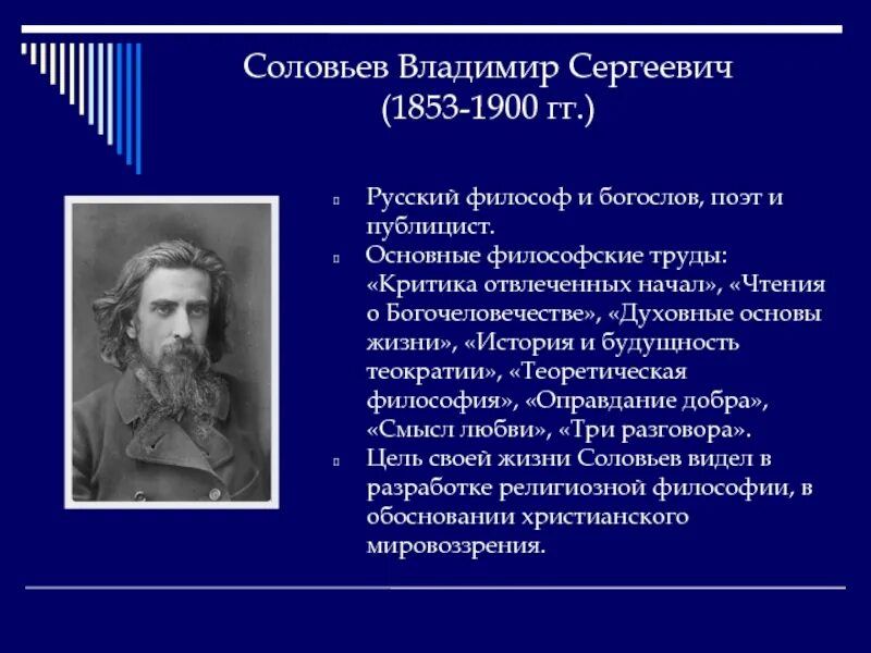 Вл Соловьев 1853-1900. Основные достижения исторического