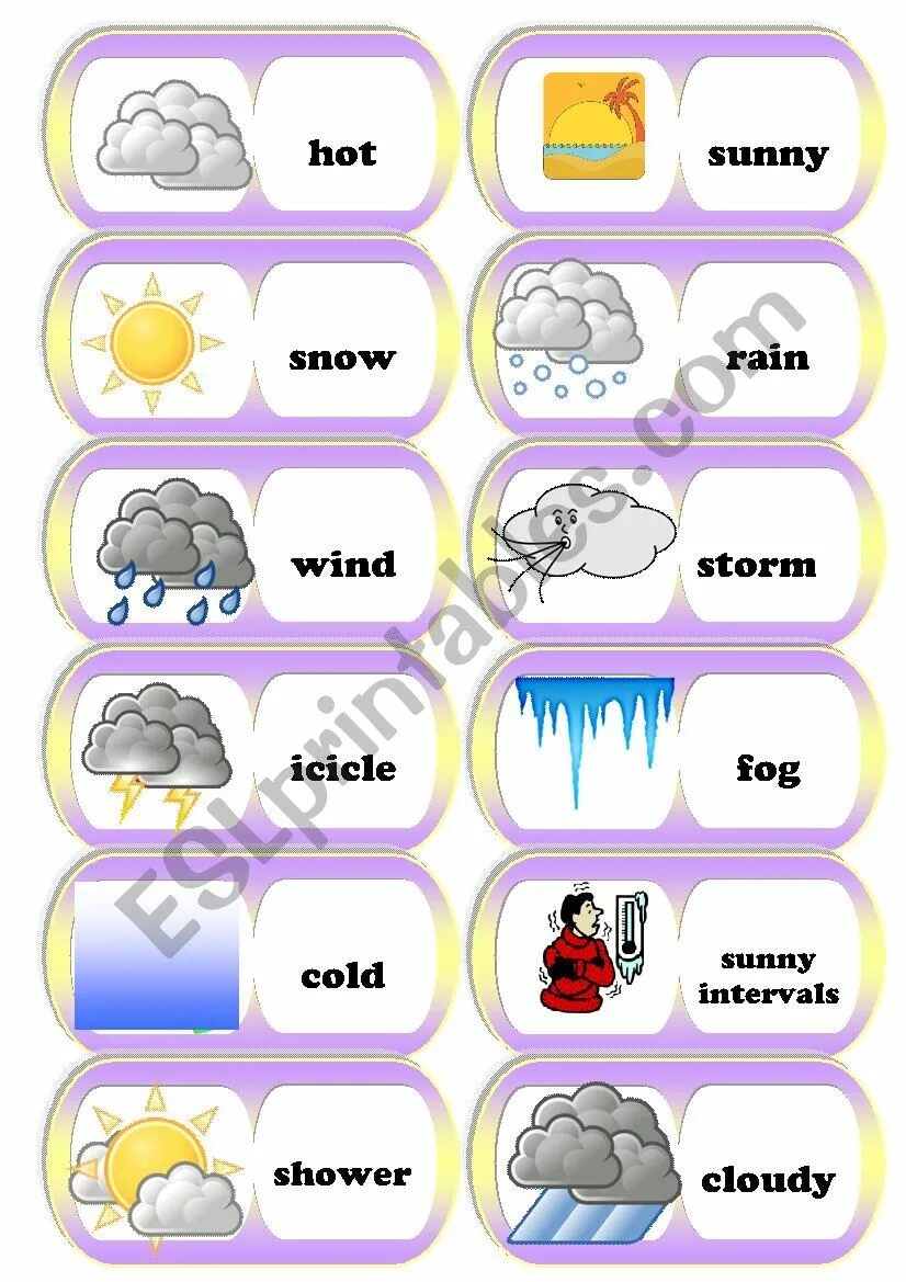 Игра погода на английском. Домино weather. Домино погода на английском языке для детей. Domino weather Worksheets. Домино одежда на английском.