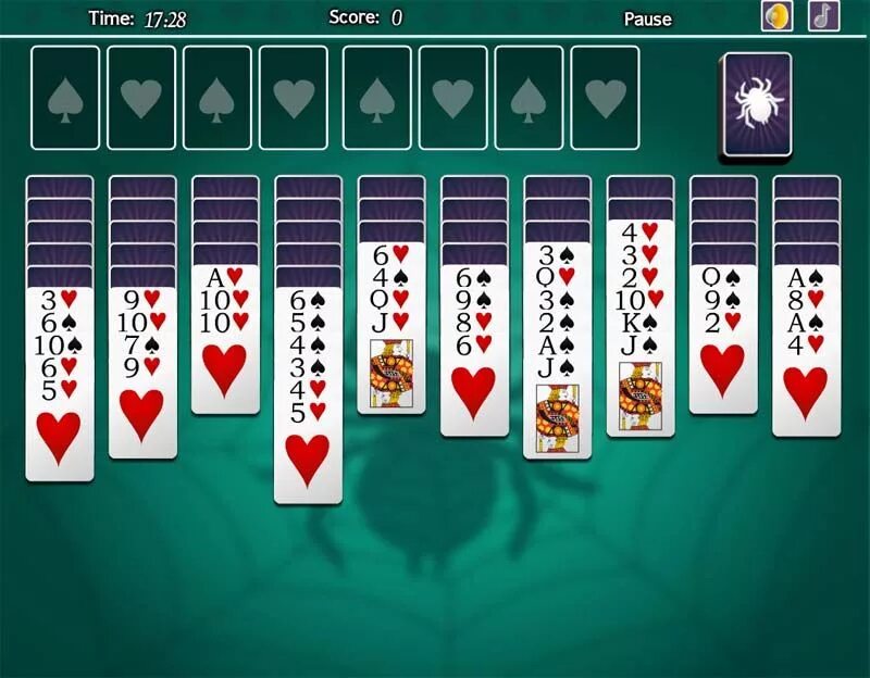 Играть в карточную игру паук. Игра spider solitaire. карты пасьянс паук. пасьянс &quot;паук&quot; 2. пасьянс паук две масти.