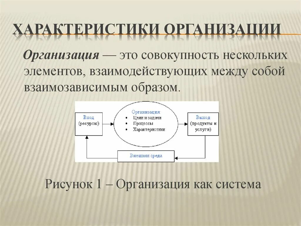 Что есть в любой организации. Характеристики организации КПК системы. Характеристика организации как системы. Организация. Организация это совокупность.