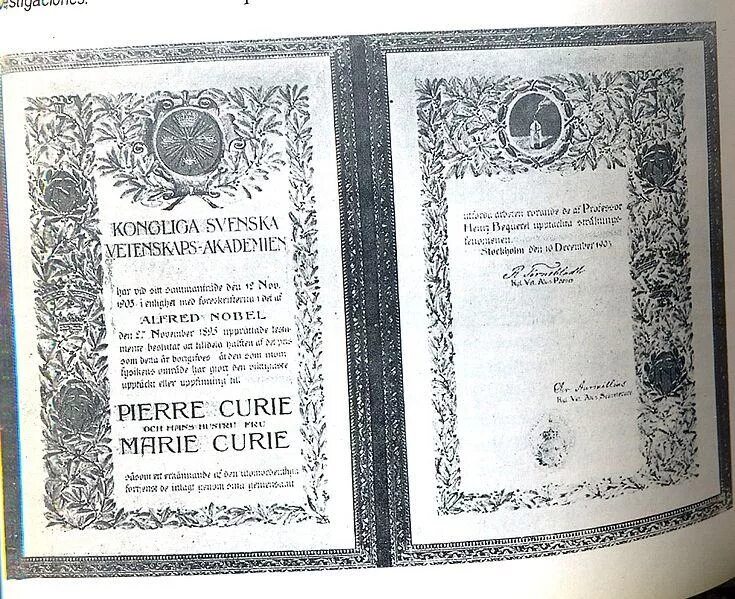 Премия марии кюри. Нобелевская премия Кюри в 1903. Мари Кюри Нобелевская премия.