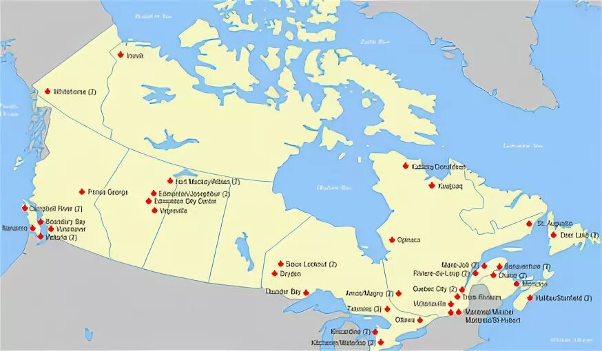 Порты Канады на карте. Морские Порты Канады на карте. Карта портов Канады. Крупные морские Порты Канады на карте.