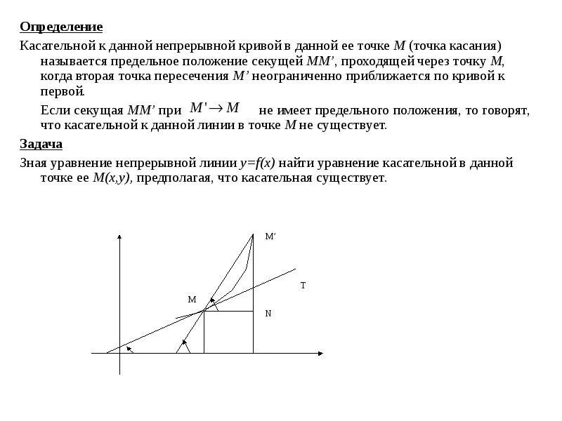 Как найти точку касания касательной. Определение касательной. Определение касательной к Кривой. Определение касательной к Кривой в данной точке. Понятие касательной к Кривой в точке.