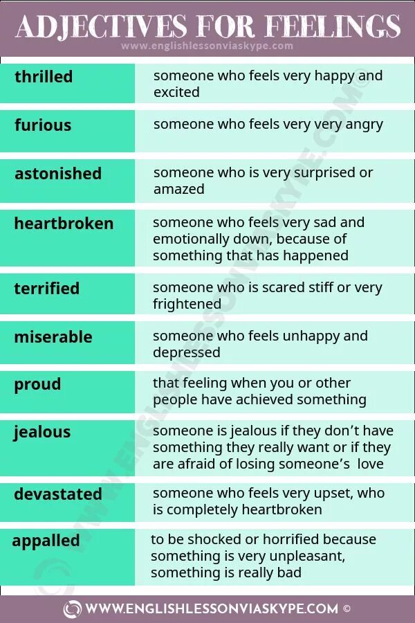 Adjectives of feeling