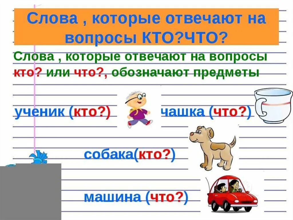 Подчеркнуть слова обозначающие признаки предметов. Слова которые отвечают на вопрос кто. Слова отвечающие намврпрос кто. Слова предметы отвечают на вопрос. Слова которые отвечают на вопрос что.