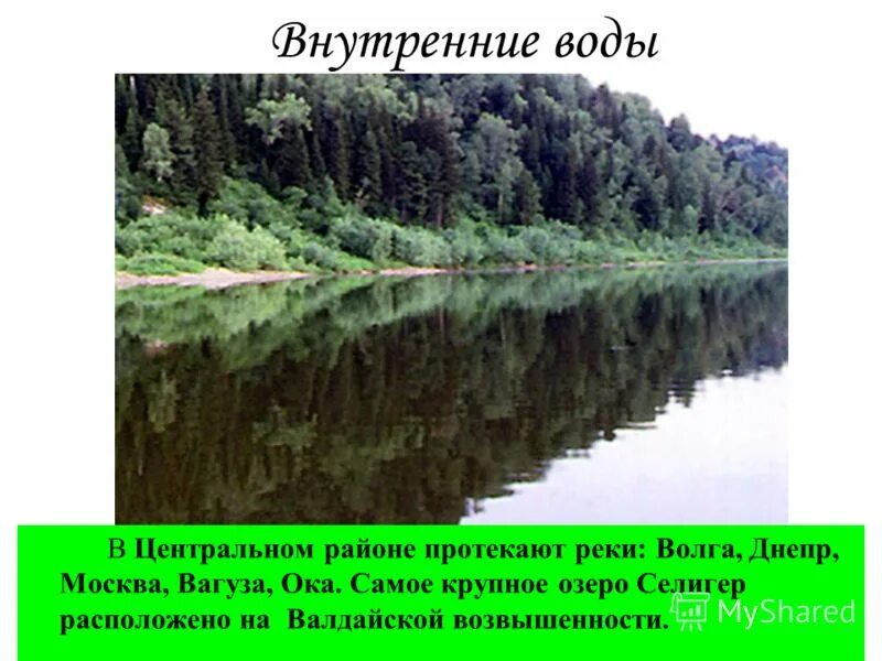 Внутренними водами называется. Внутрениеводы центрального района. Внутренние воды реки. Внутренние воды центральной России. Озера центрального экономического района.