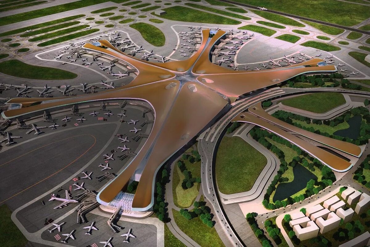 Какой самой большой аэропорт в мире. Аэропорт Пекин Дасин. Пекин Дасин, Международный аэропорт, Китай. Новый аэропорт Пекина Дасин. Заха Хадид аэропорт Пекина.