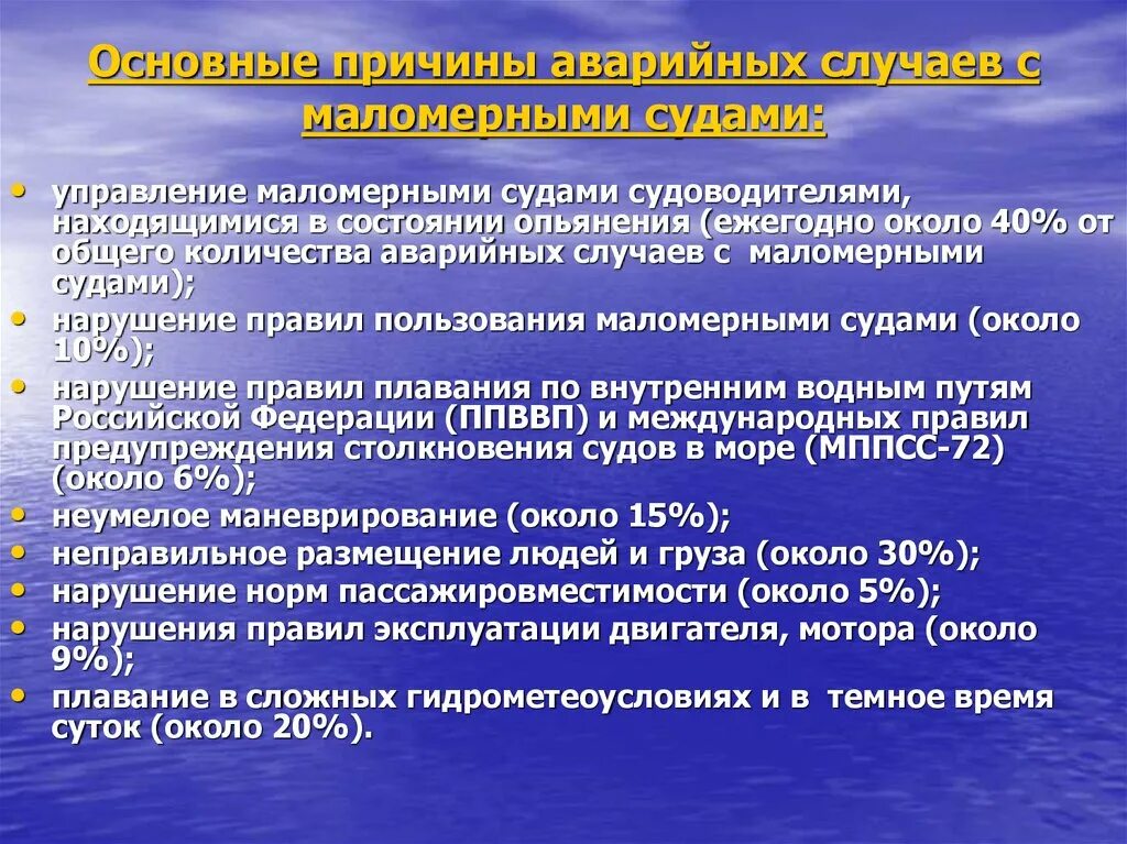 Экстренные суды. Правила использования маломерных судов. Обеспечение безопасности суда. Правила пользования судном. Обеспечение безопасности плавания.