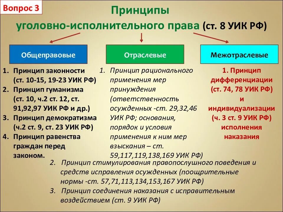 Уик рф изменение. Принципы уголовно-исполнительного законодательства. Отраслевые принципы в уголовно-исполнительном законодательстве.