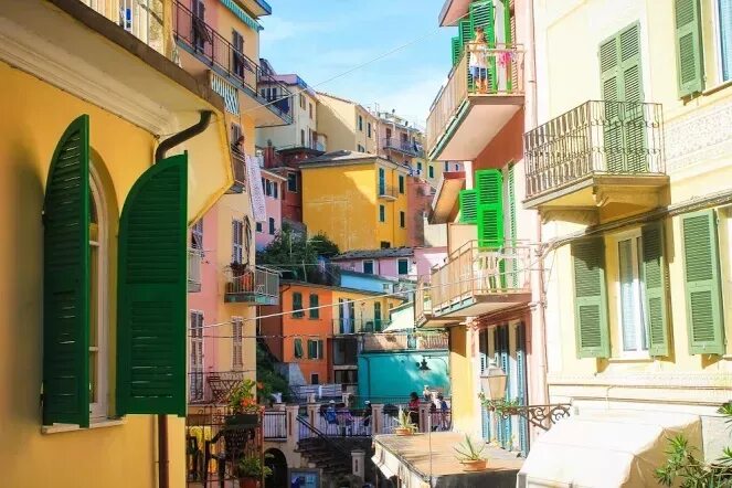 Street in a Traditional Italian Village Manarola Stock Photo - Image of five, da