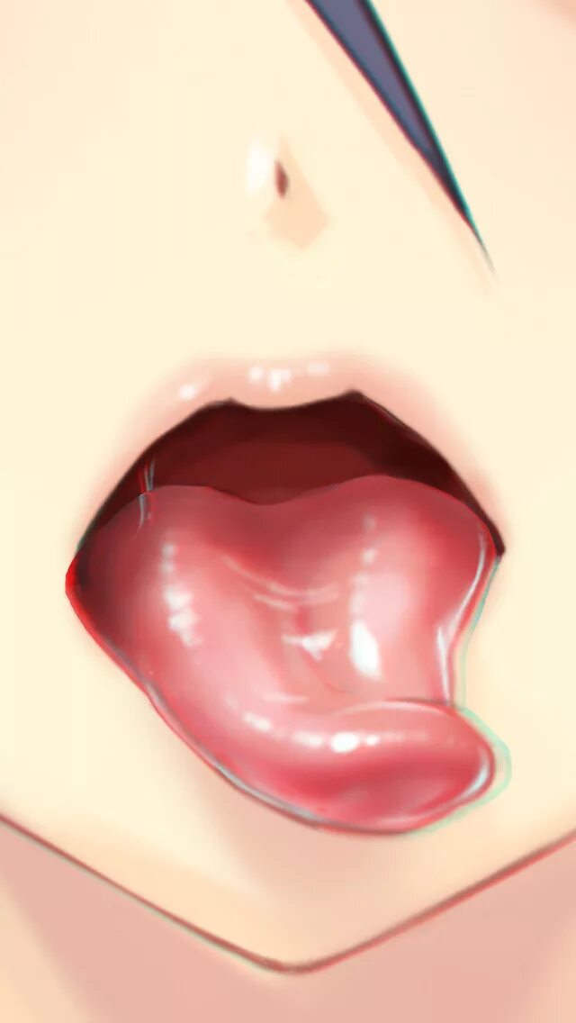 Открытый рот тянки. Only mouth