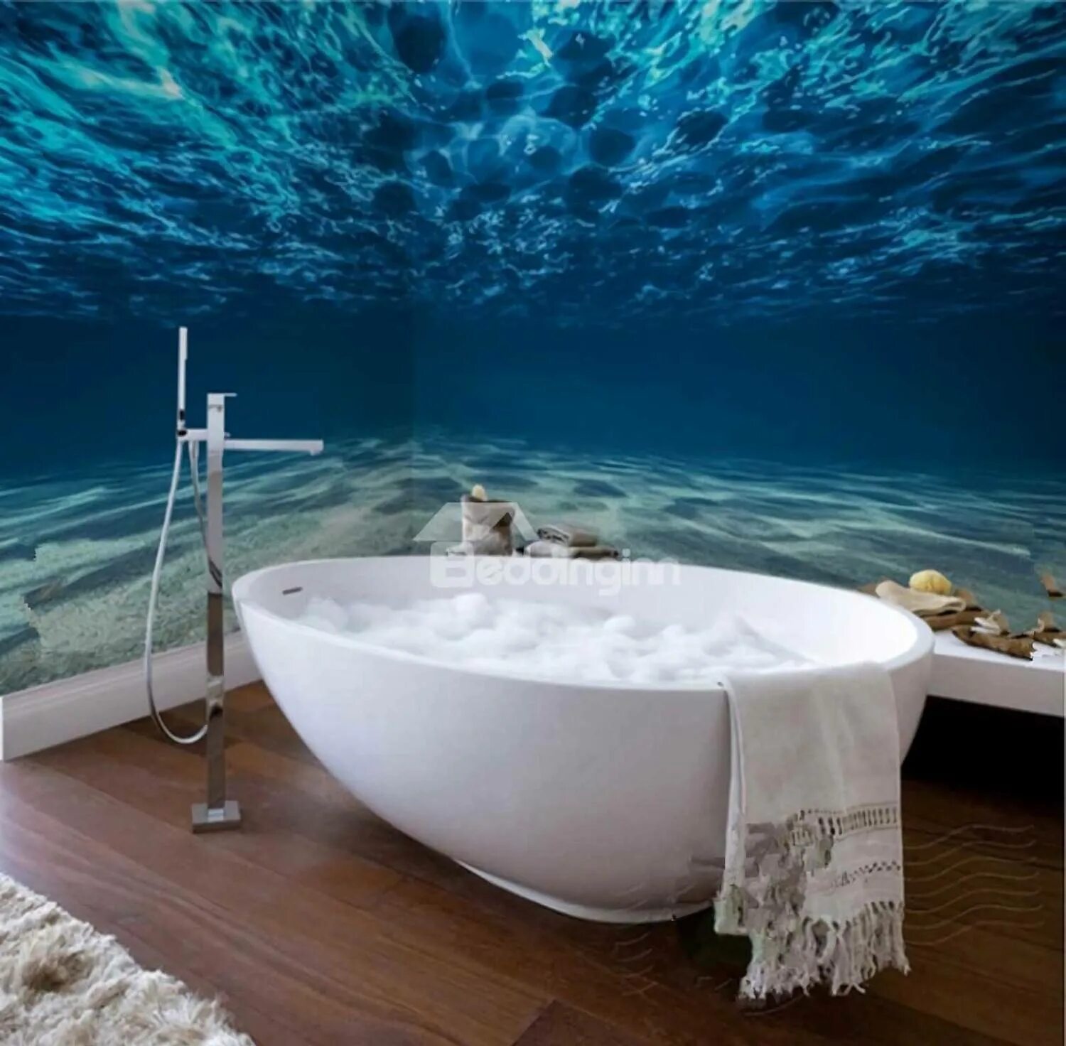 Вода ванная видео. Ванная комната море. Фотообои в ванной. Ванная в стиле океан. Ванная в морской тематике.