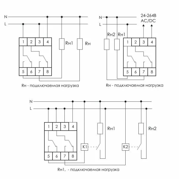 Схемы подключения через реле времени