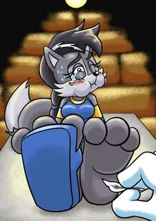 Furry tickling feet