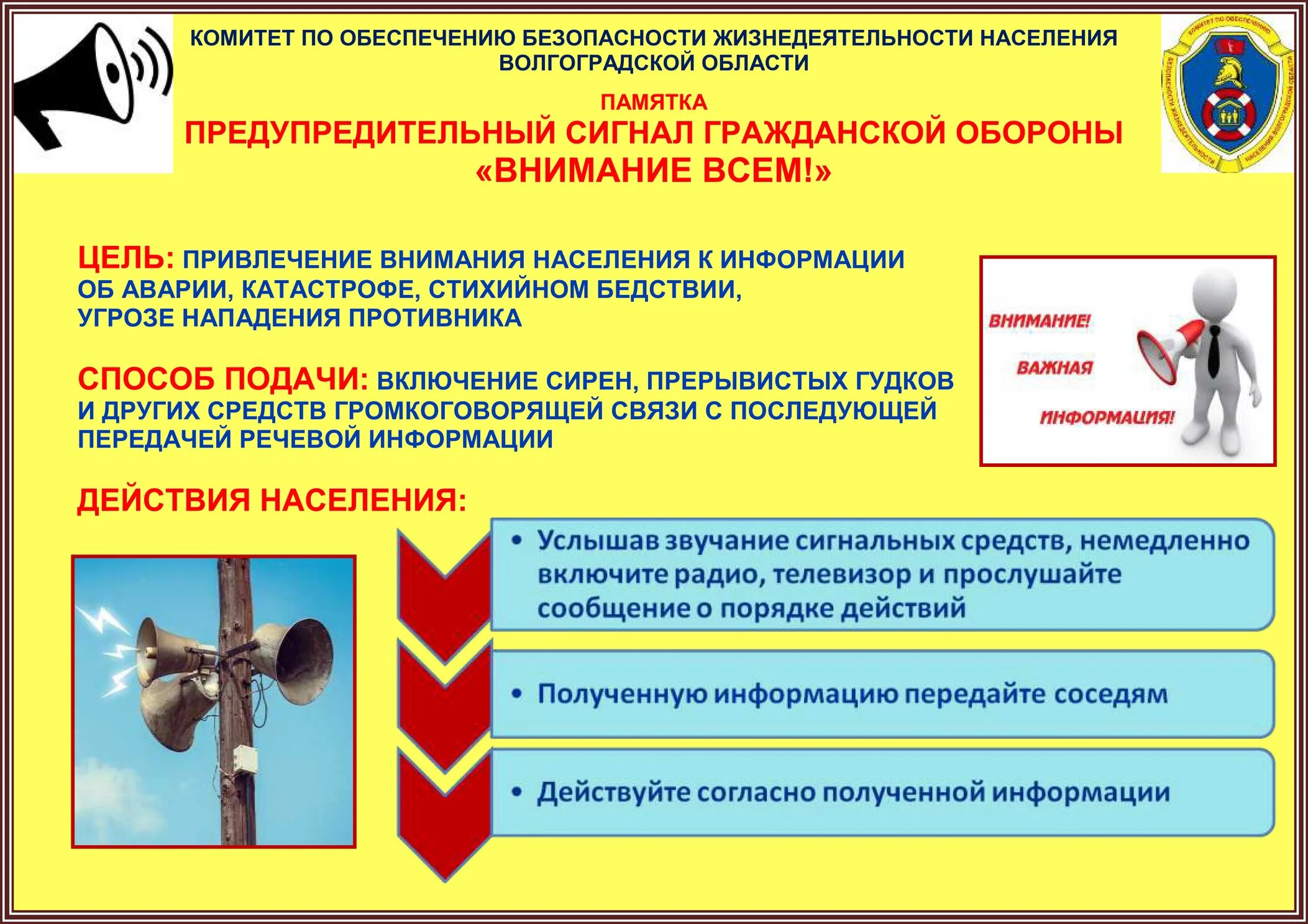 Действия после получения сигнала внимание всем. Памятка по сигналу внимание всем.