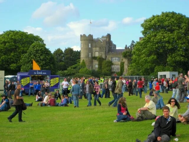 Malahide castle is northeast of dublin. Malahide beach. crowded castle.
