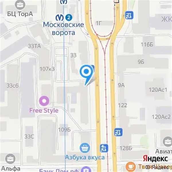 Московский 109 на карте