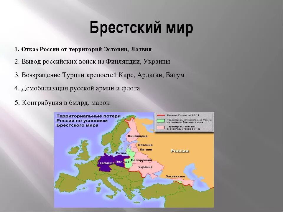 Заключение брест литовского мирного договора кто. Брест Литовский договор 1918.