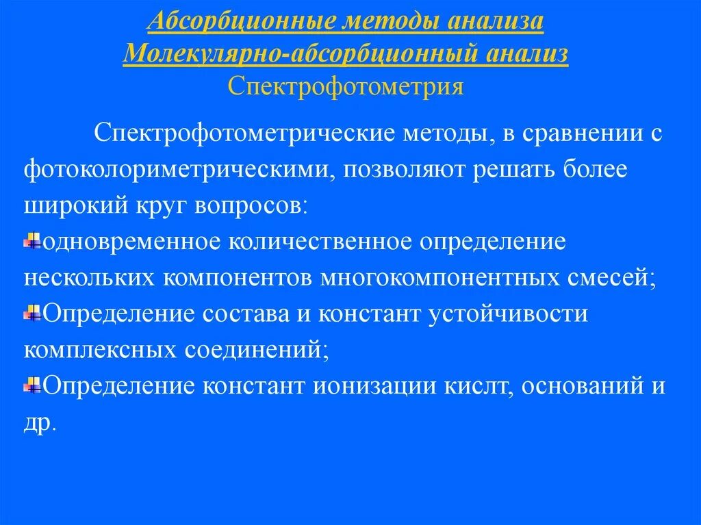 Количественное определение спектрофотометрическим методом